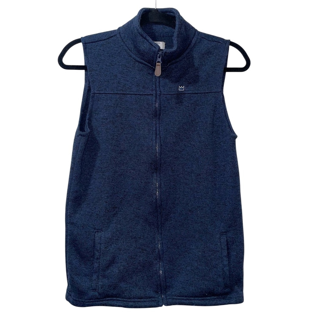 Boy's Crown & Ivy Kids Sweater Vest Blue Soft Full Zip Sleeveless Jacket L 14/16